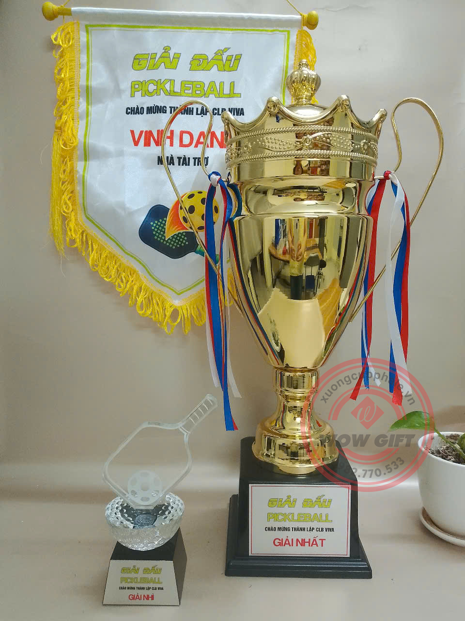 cup vinh danh môn thể thao pickleball